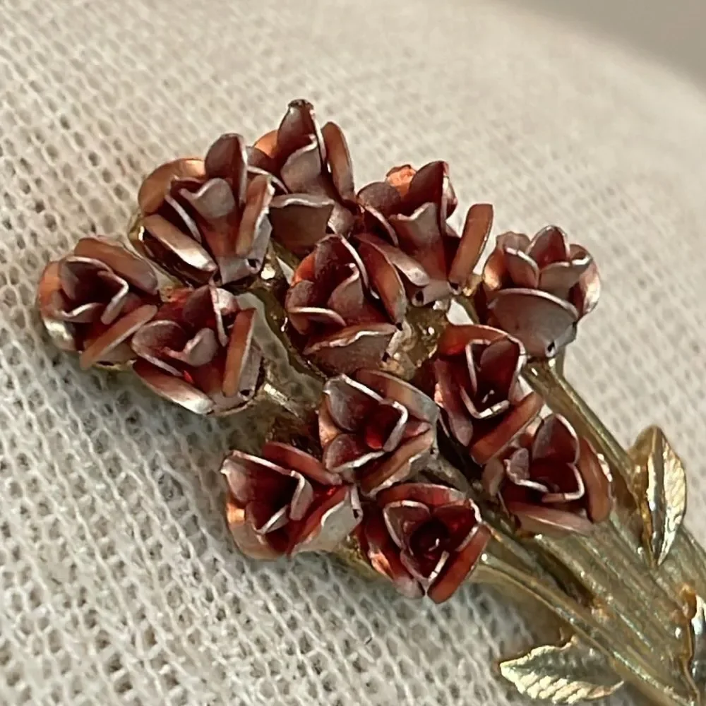Vintage Rose Flower Pin DM 1997 “David Monn” Rose Bouquet